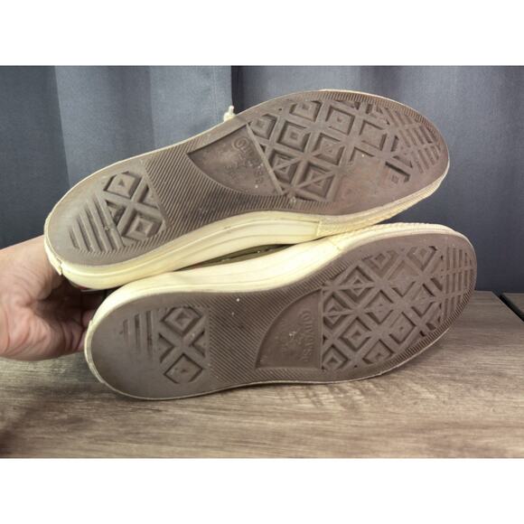 Converse Comme Des Garcons Play Khaki Hearts Hi Top Sneakers Men's 10 Women's 12 - Picture 8 of 13